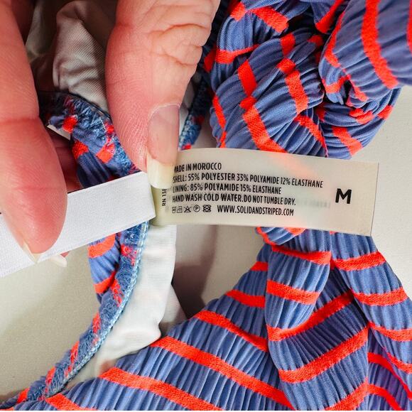 Solid & Striped Lilac & Orange Striped Front Tie Bikini 2 Piece Bathing Suit M - Picture 10 of 12